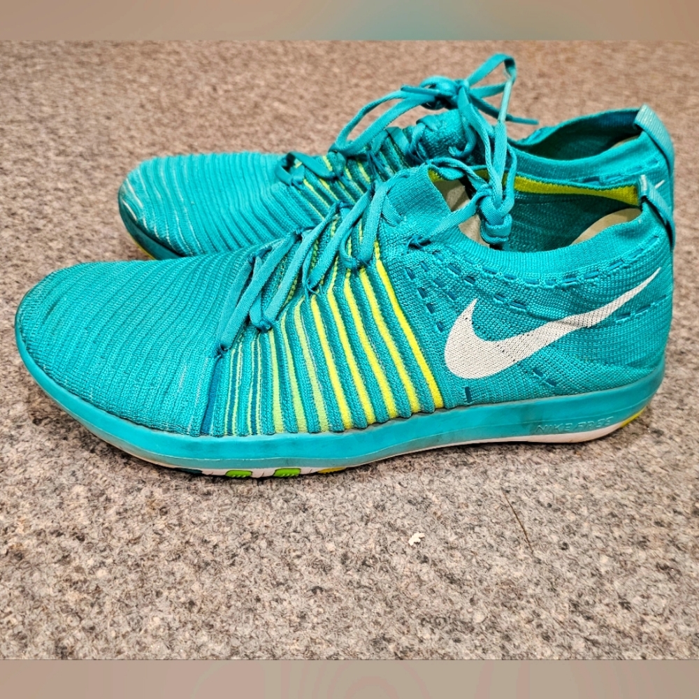 Womens NIKE FREE TRANSFORM FLYKNIT Trainers 833410 - 301 size 10 blue turquoise